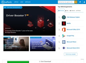 How softonic.com looks like on a tablet such as an iPad.