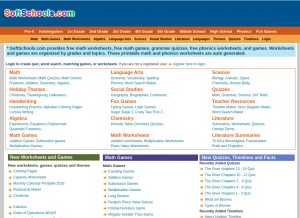 How softschools.com looks like on a tablet such as an iPad.