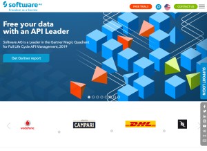 How softwareag.com looks like on a tablet such as an iPad.