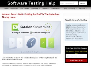 How softwaretestinghelp.com looks like on a tablet such as an iPad.