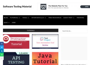 How softwaretestingmaterial.com looks like on a tablet such as an iPad.