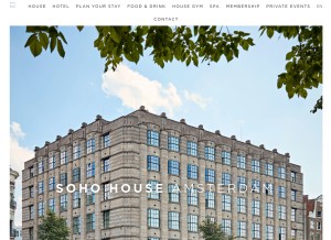 How sohohouseamsterdam.com looks like on a tablet such as an iPad.