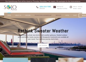 How sojospaclub.com looks like on a tablet such as an iPad.
