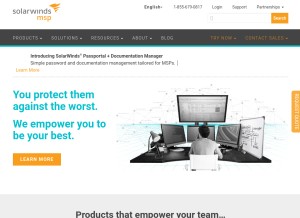 How solarwindsmsp.com looks like on a tablet such as an iPad.