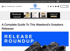 How solecollector.com looks like on a tablet such as an iPad.