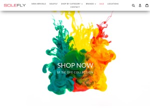 How solefly.com looks like on a tablet such as an iPad.