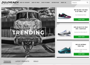 How soleheaven.com looks like on a tablet such as an iPad.