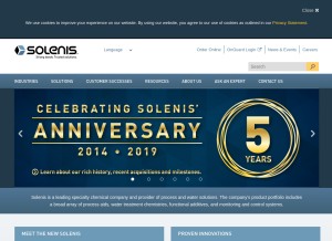 How solenis.com looks like on a tablet such as an iPad.