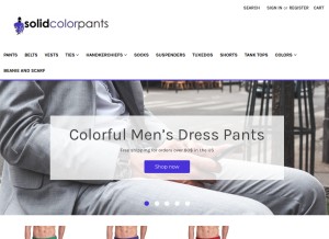How solidcolorpants.com looks like on a tablet such as an iPad.