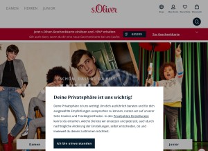 How soliver.de looks like on a tablet such as an iPad.