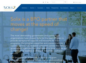 How solixinc.com looks like on a tablet such as an iPad.