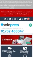 How solopress.com looks like on a mobile device such as an iPhone.