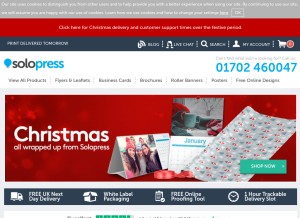 How solopress.com looks like on a tablet such as an iPad.