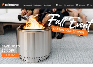 How solostove.com looks like on a tablet such as an iPad.