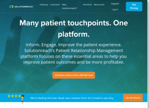 How solutionreach.com looks like on a tablet such as an iPad.