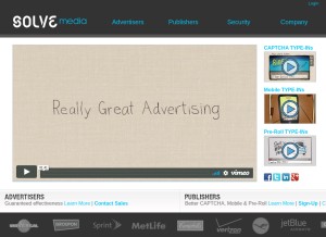 How solvemedia.com looks like on a tablet such as an iPad.