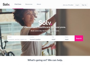 How solvhealth.com looks like on a tablet such as an iPad.