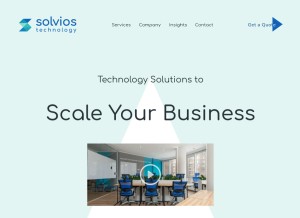 How solvios.technology looks like on a tablet such as an iPad.