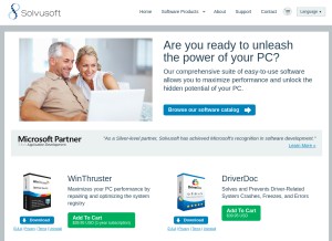 How solvusoft.com looks like on a tablet such as an iPad.