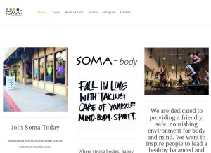 How somafitnessstudios.com looks like on a tablet such as an iPad.