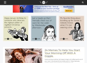 How someecards.com looks like on a tablet such as an iPad.