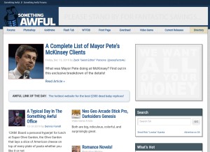 How somethingawful.com looks like on a tablet such as an iPad.