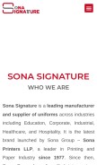 How sonasignature.com looks like on a mobile device such as an iPhone.