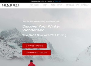 How sondors.com looks like on a tablet such as an iPad.