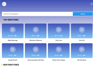 How songringtone.net looks like on a tablet such as an iPad.