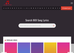 How songslyrica.com looks like on a tablet such as an iPad.
