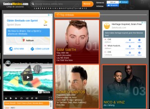 How sonicomusica.com looks like on a tablet such as an iPad.