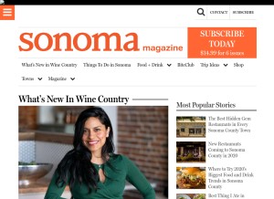 How sonomamag.com looks like on a tablet such as an iPad.