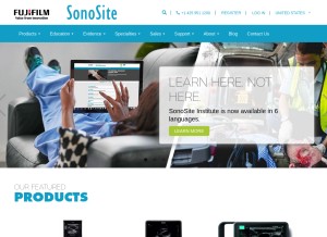 How sonosite.com looks like on a tablet such as an iPad.