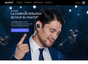 How sony.fr looks like on a tablet such as an iPad.