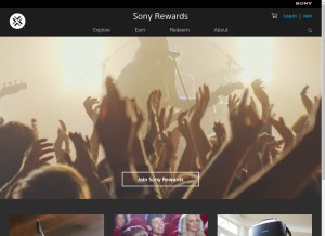 How sonyrewards.com looks like on a tablet such as an iPad.