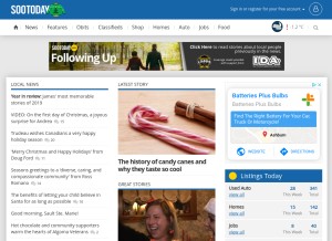How sootoday.com looks like on a tablet such as an iPad.