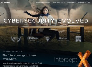 How sophos.com looks like on a tablet such as an iPad.