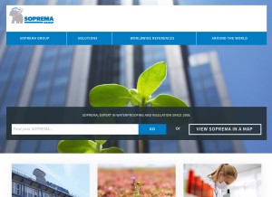 How soprema.com looks like on a tablet such as an iPad.