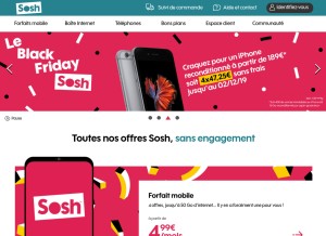 How sosh.fr looks like on a tablet such as an iPad.