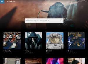 How soundclick.com looks like on a tablet such as an iPad.