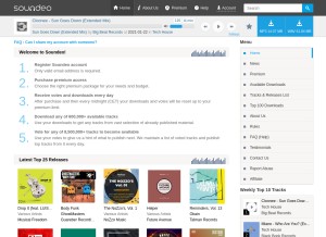 How soundeo.com looks like on a tablet such as an iPad.