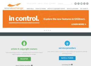How soundexchange.com looks like on a tablet such as an iPad.