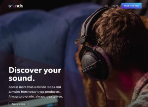 How sounds.com looks like on a tablet such as an iPad.