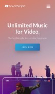 How soundstripe.com looks like on a mobile device such as an iPhone.