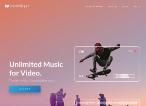 How soundstripe.com looks like on a tablet such as an iPad.