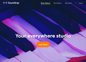 How soundtrap.com looks like on a tablet such as an iPad.