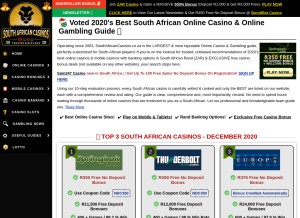 How southafricancasinos.co.za looks like on a tablet such as an iPad.