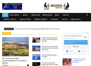 How southafricatoday.net looks like on a tablet such as an iPad.