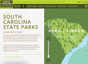 How southcarolinaparks.com looks like on a tablet such as an iPad.