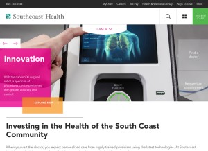 How southcoast.org looks like on a tablet such as an iPad.